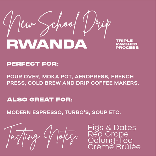 NEW SCHOOL DRIP | FIGS & DATES, RED GRAPE, CRÈME BRÛLÉE  | Triple Washed Process |  RWANDA